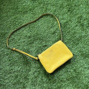 As Is Kate Spade Leila Crossbody in Yellow Leather Triple Gusset Stained As Is